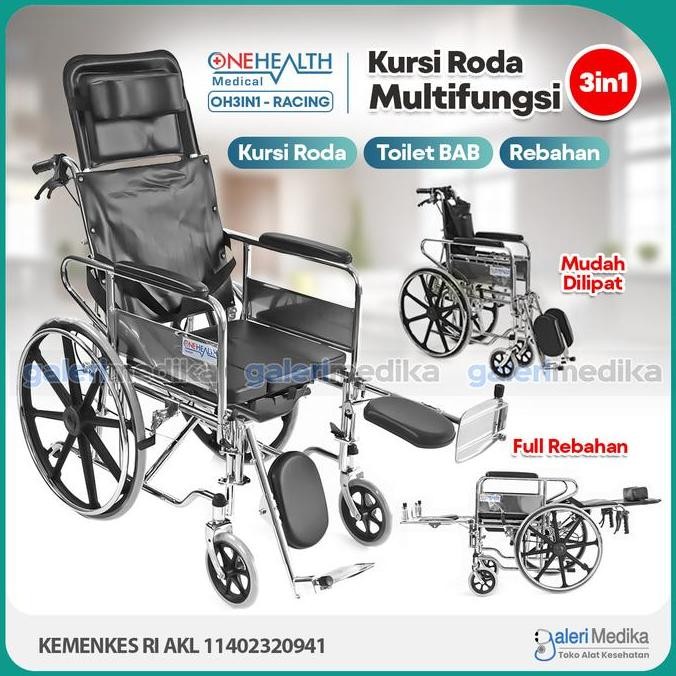 Kursi Roda 3In1 Multifungsi Onehealth / Kursi Roda Multifungsi Oh 3In1 / Kursi Roda 3 In 1 Onehealth