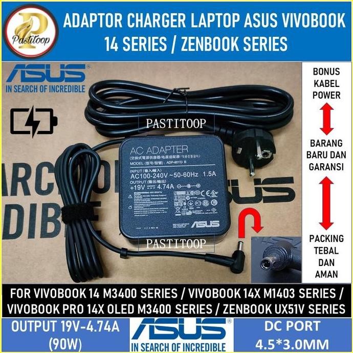 Adaptor Charger Asus vivobook 14 M3400Q 90w terbaru