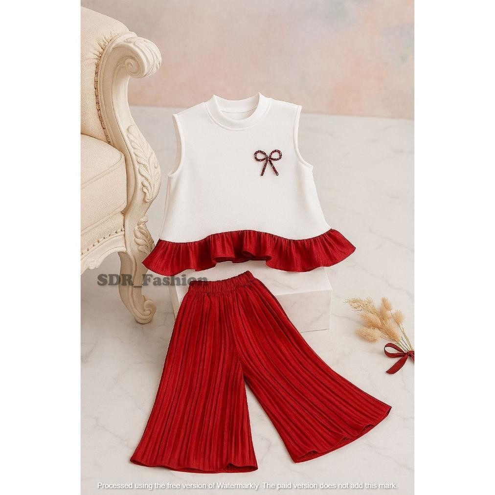 Dw-45 Setelan Merah Putih 17 Agustus Lengan Kensi Baju Kemerdekaan Anak Perempuan Usia 1 Sampai 10 T