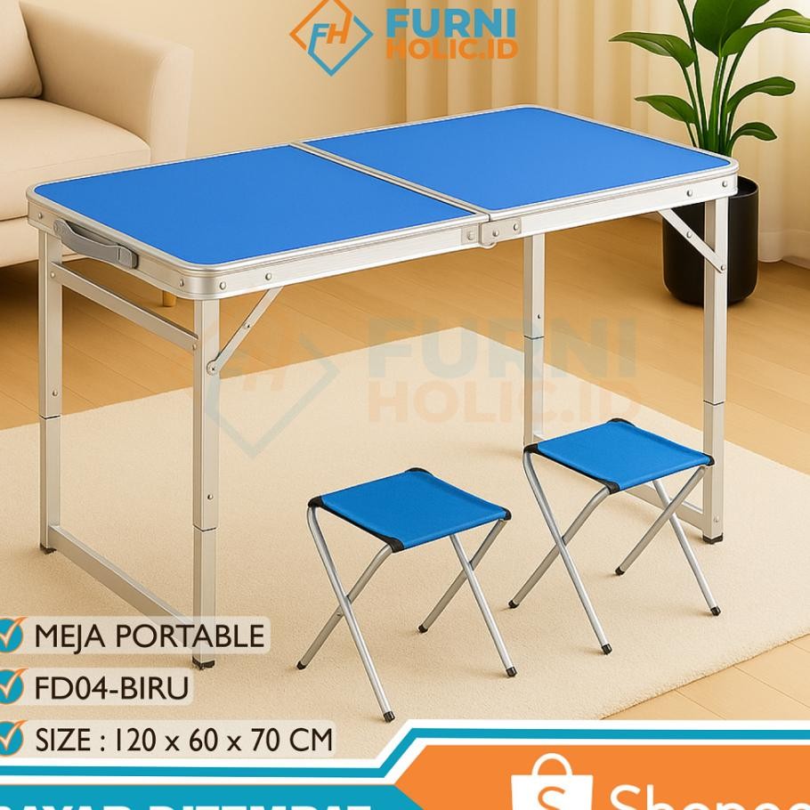 Furniholic Meja Lipat Portable Meja Lipat Koper Meja Makan Lipat Meja Koper Meja Kaki Kotak