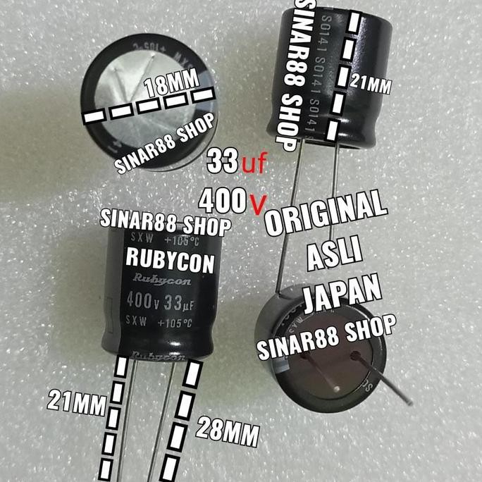 (1 Bks 100Pcs)Capasitor Elco Eco 33Uf400V 33Uf 400V 33Uf/400V 33/400V