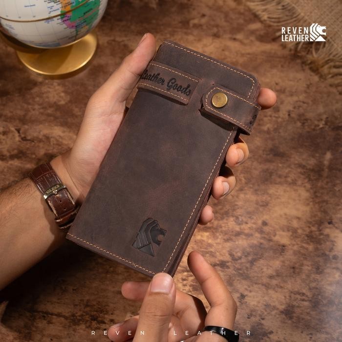 Special Reven Leather Vintage Long Wallet - Dompet Panjang Pria Kulit Sapi Asli Free Dompet  Kartu  