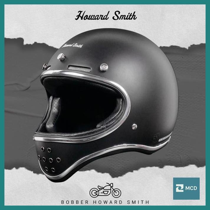 Howard Smith Bobber Retro Helm Full Face - Black Doff