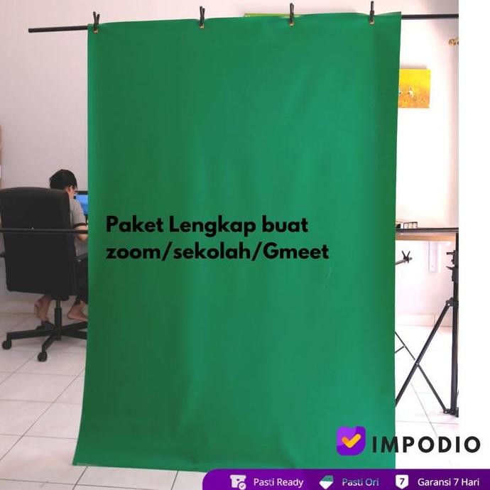 NEW - Stand bentuk T + Background IMPODIO HIJAU muda/tua FREE jepit 4pcs