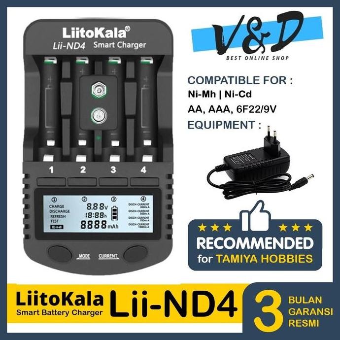 Charger Baterai Liitokala Lii ND4 / Charger Baterai AA / Charger Tamiya