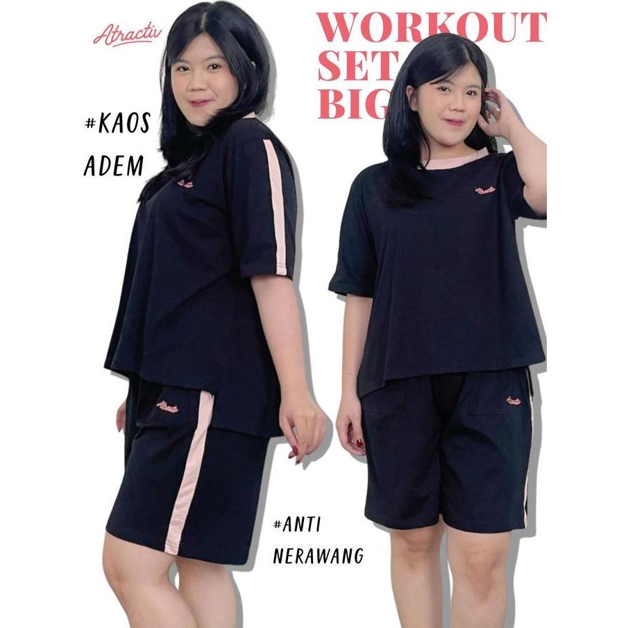 ATRACTIV Setelan Olahraga Wanita Jumbo LD130 LD142 Setelan Olahraga Bigsize Set Olahraga Pendek Jumb