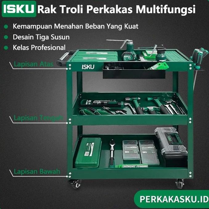 Isku Alat Perkakas Trolly/Trolly Bengkel Rak 3 Susun Trolly Trolley Perkakas Tools Borongan