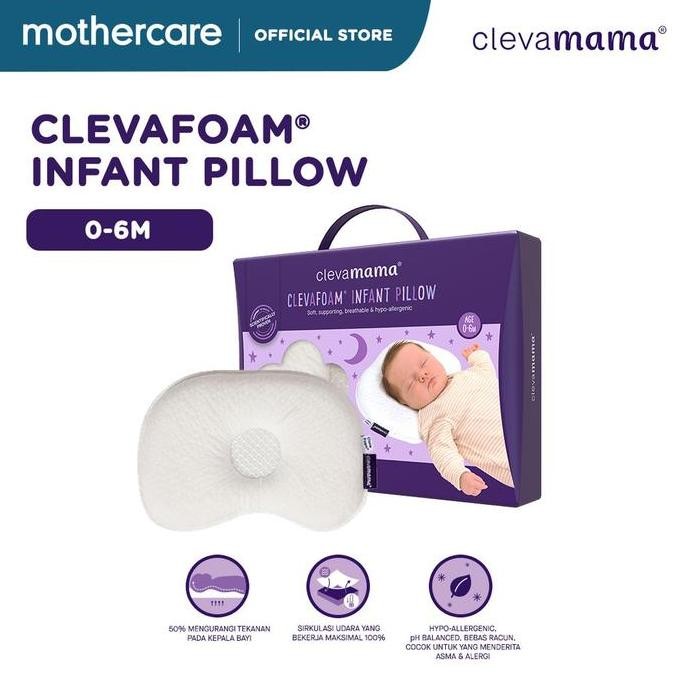 TERMURAH - Clevamama Baby Clevafoam Infant Pillow - Bantal Anti Peyang Bayi 0-6 Bulan