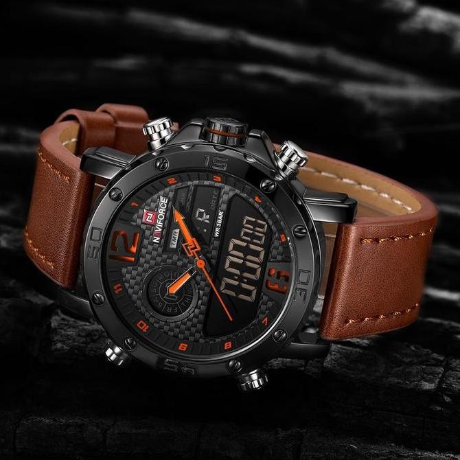 Naviforce Double Time Kulit - Jam Tangan Pria - 9134 - Original