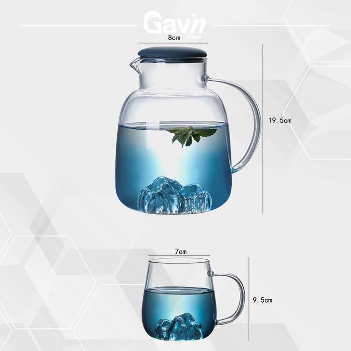 (Promo) Teko Glass Set Pitcher Minuman 1800Ml Peralatan Minum Gift Set Unik Bestseller