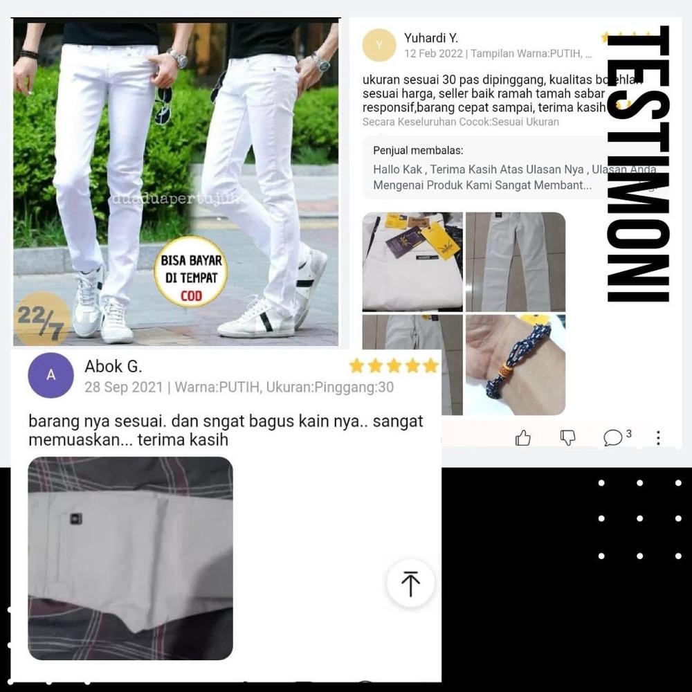 D-54 Babayaga Celana Chino Putih Super Jumbo Pria - Celana Panjang Putih Slimfit