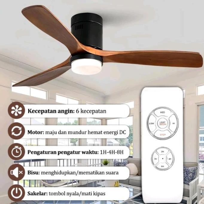Lampu Gantung Kipas Angin Modern Kayu Minimalis Hias Ruang Tamu