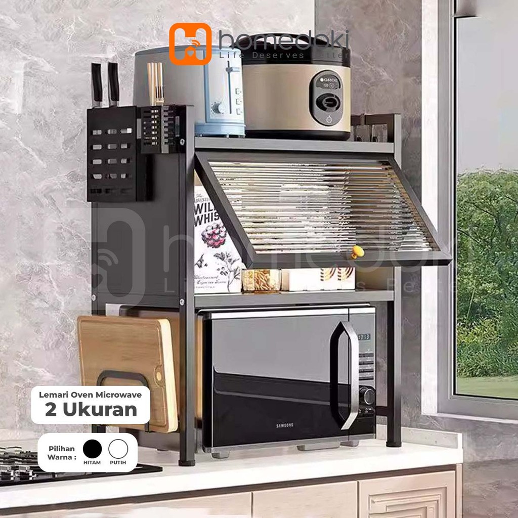 Homedoki Rak Dapur Multitingkat Adjustable/ Rak Microwave /Rice Cooker Rak /Rak Penyimpanan Serbagun