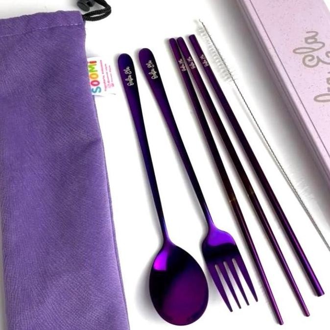 Custom Sendok Alat Makan Purple Set Serba Ungu Bts Army Nct Exo Drama Korea