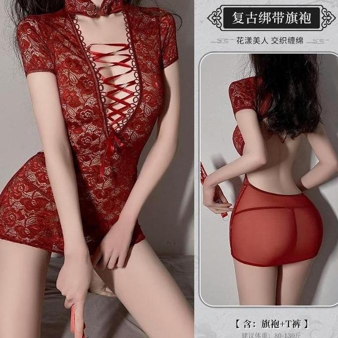 Lingerie Sexy Hot Cosplay Cheongsam Anime Lace Baju Tidur Wanita Dewasa Sleepwear 3613