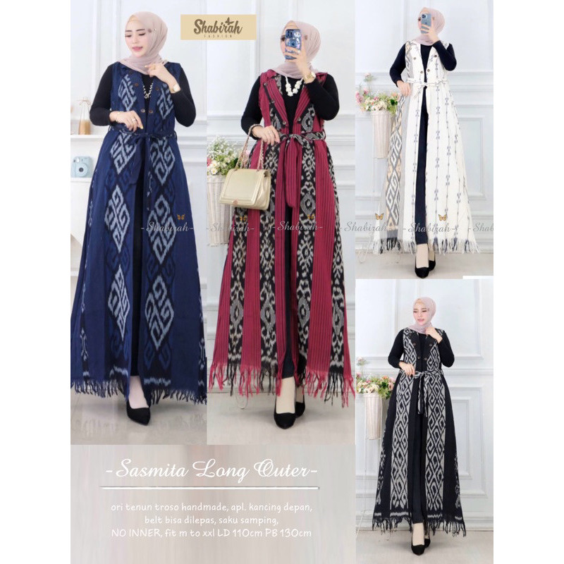 TERMURAH - SASMITA LONG OUTER / TENUN TROSO JEPARA HANDMADE/BLAZER BATIK SOLO/CARDI TENUN