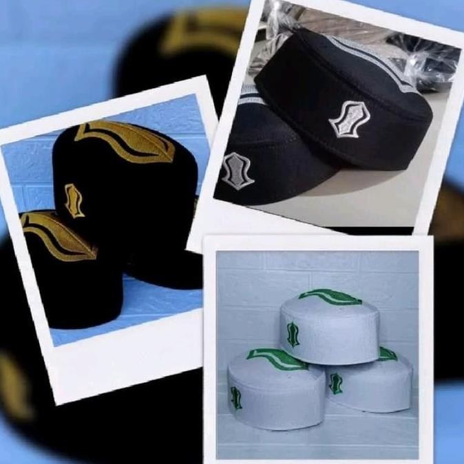PROMO! (GLOSIR)1 kodi/20pcs PECI/KOPYAH MALAYSIA LOGO PINTU ACEH - putih logo hijau, No 5 sampai 9/R