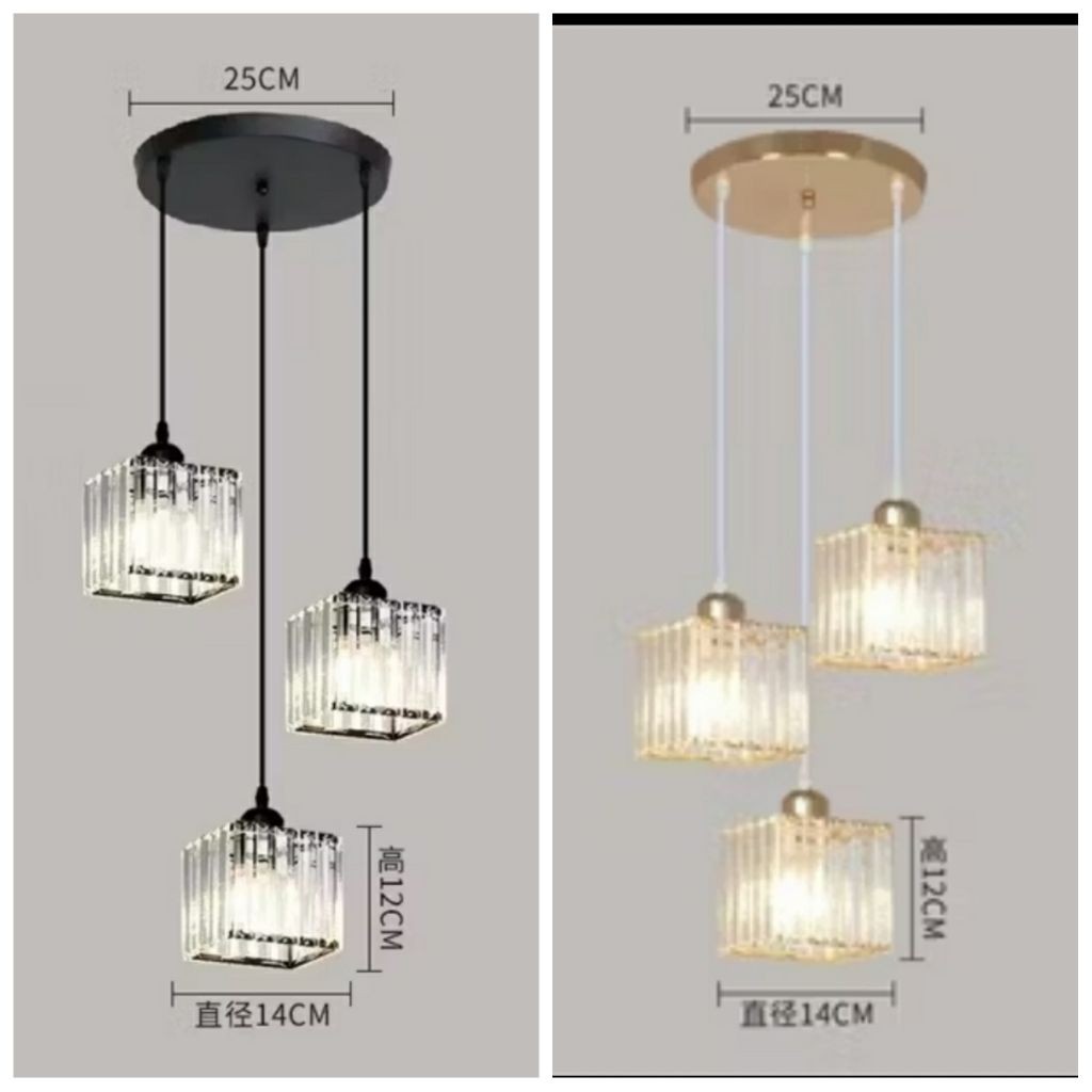 lampu gantung kristal / lampu gantung 3 in 1 / lampu hias plafon / lampu hias gantung / lampu gantun