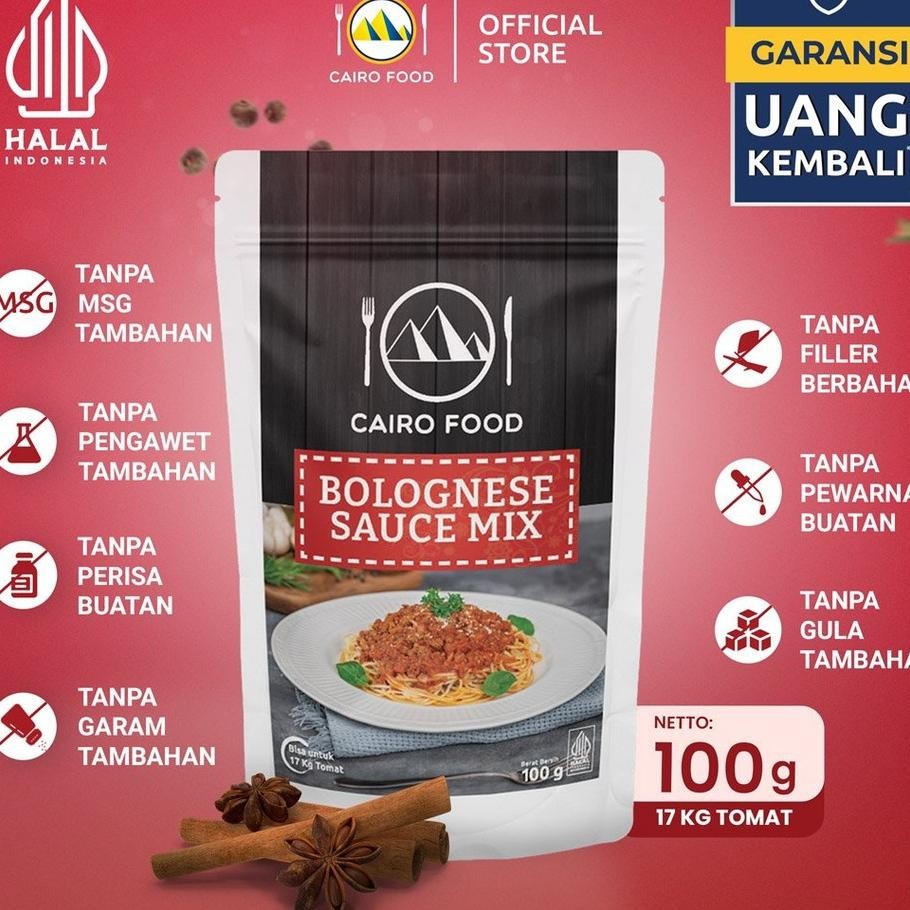 

Bumbu Bolognese Sauce Mix Sehat Tanpa Msg, 100% Rempah Murni|CairoFood - 100 Gram