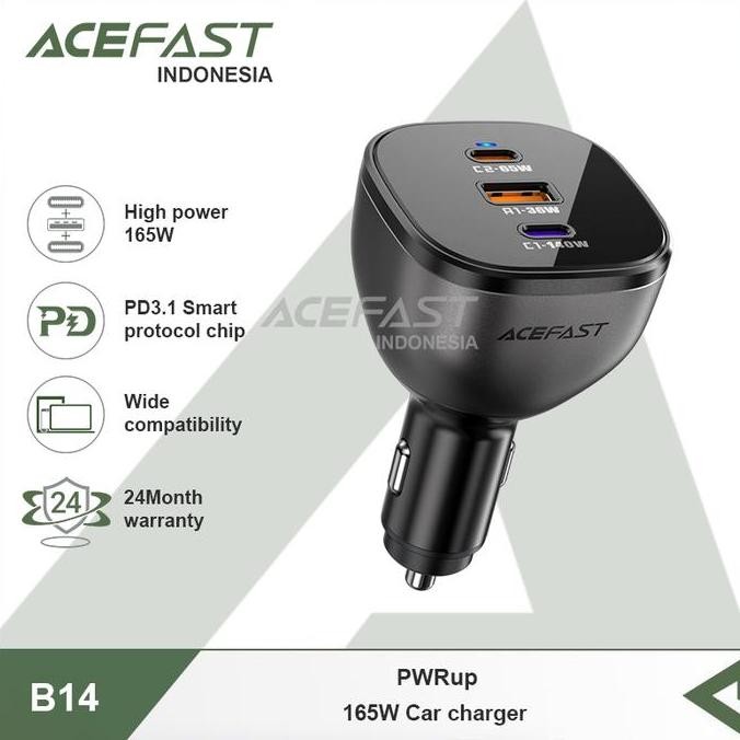 TERMURAH - Car Charger Mobil PD 3.1 Power Delivery ACEFAST PWRup B14 Smart Chip Super Fast Charging 