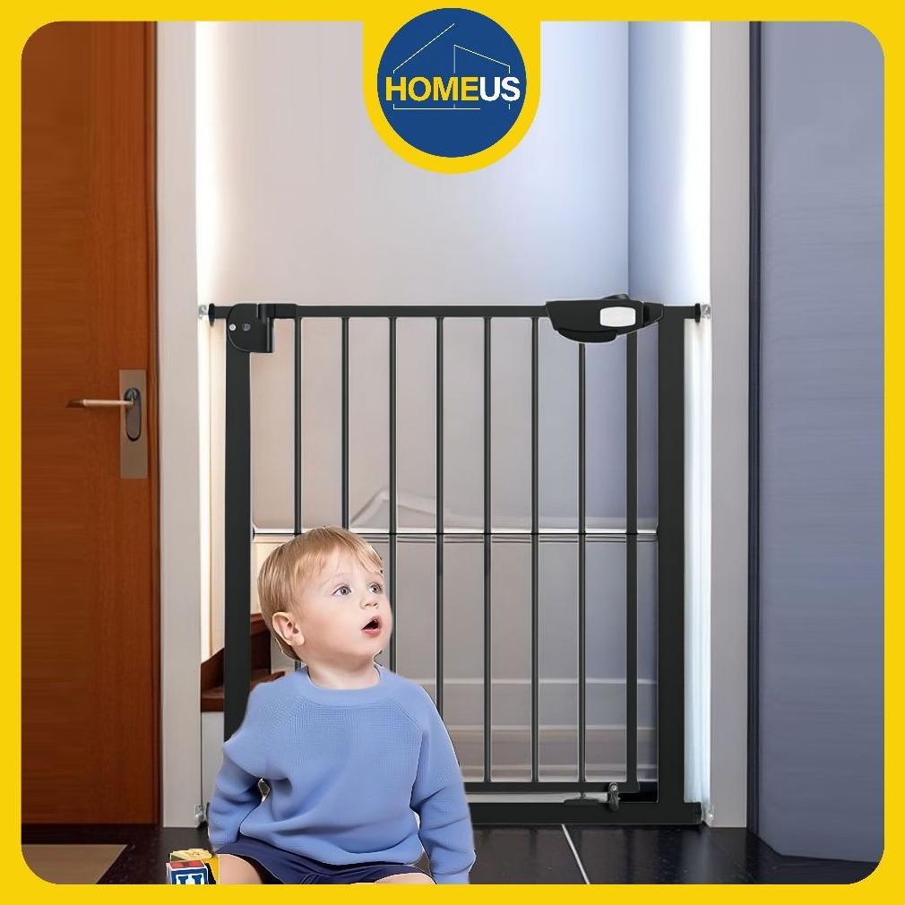 Homeus Baby Safety Gate Pagar Pintu Bayi Hitam Putih Penghalang Pintu Bayi Pagar Tangga Bayi Pagar P