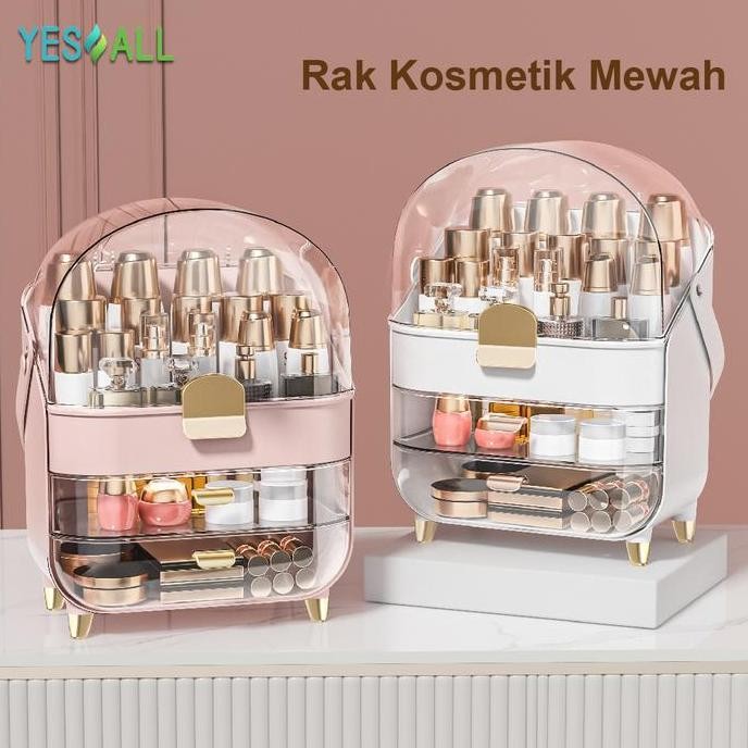 Yesall Rak Skincare Portable Aesthetic Anti Debu Serbaguna - Rak Makeup Kosmetik Estetik Transparan 