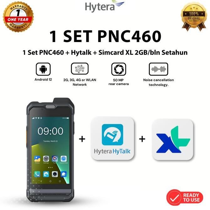 TERBARU - Hytera PNC460 (1 Set) Siap Pakai Include ID Hytalk dan SImcard XL 2GB/bln Setahun