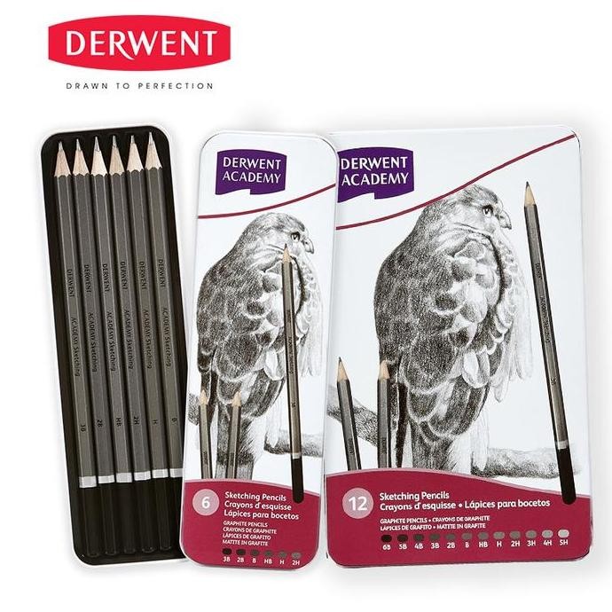 

TERMURAH - Pensil Sketsa Gambar Derwent Academy Sketching Pencil Set Metal Tin