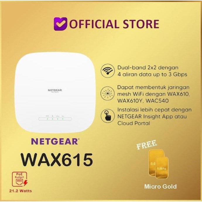 NEW Netgear WAX615 AX3000 Dual-Band PoE Multi-Gig Insight Managed WiFi 6