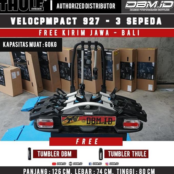 BEBAS ONGKIR - Thule 927 VeloCompact 3 Bike Carrier Rak Sepeda Belakang Towing Mobil