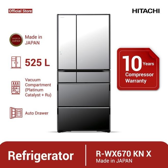 Kulkas Hitachi R-WX670KN X Mirror Japan Series 525L RWX670KN X