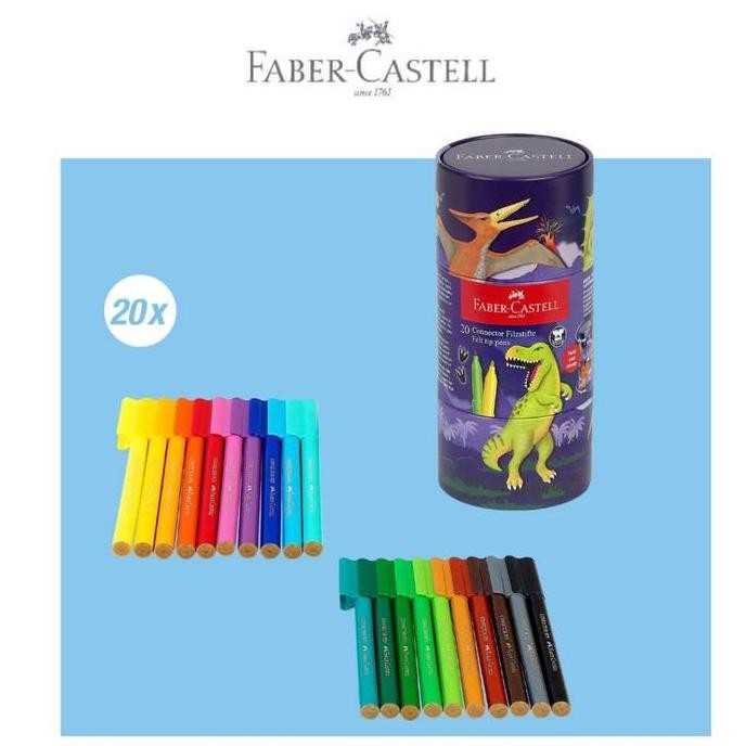 

NEW Faber-Castell Connector pen Spidol Warna Dino set20