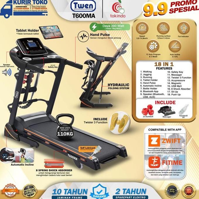 Promo TWEN T600MA Treadmil Listrik Treadmill Portable Treadmill Multifungsi Treadmil Lipat Treadmill