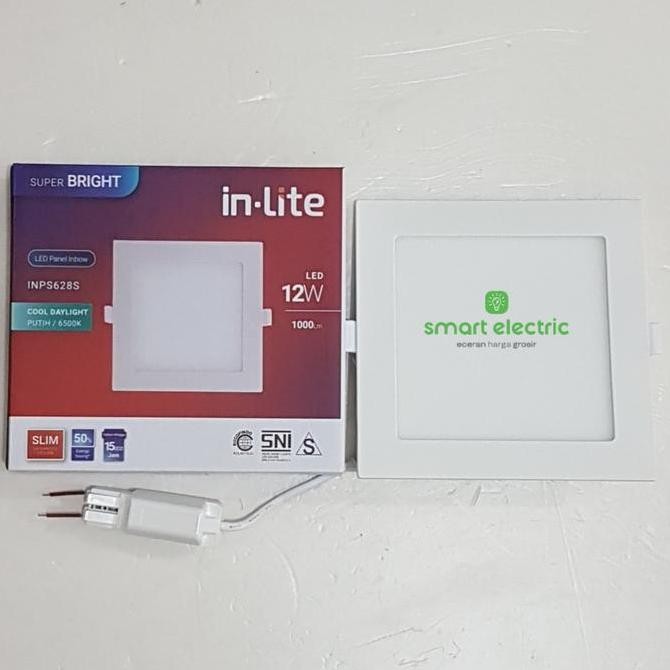 in-Lite Panel Slim Downlight 12 Watt Lampu Plafon Inlite 4000K Persegi