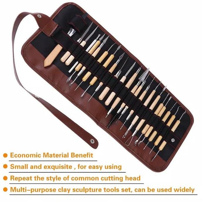 

Promo Alat Ukir Pahat tanah liat 22 pcs craft Sculpting carving clay tools COD