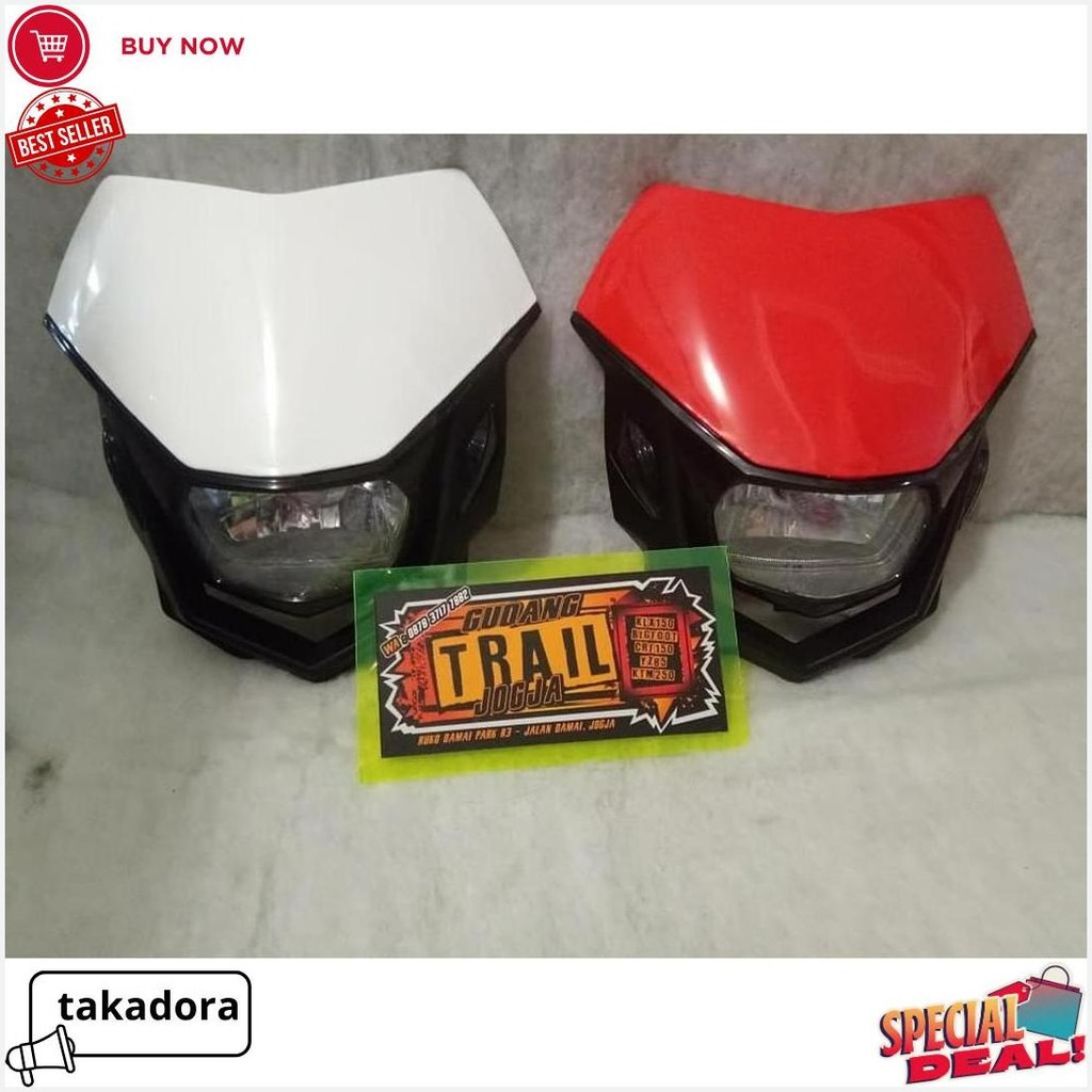 Headlamp Reflektor Lampu Depan Polisport 01/02 Trail Supermoto Hitam Biru Hijau Merah Orange Putih O