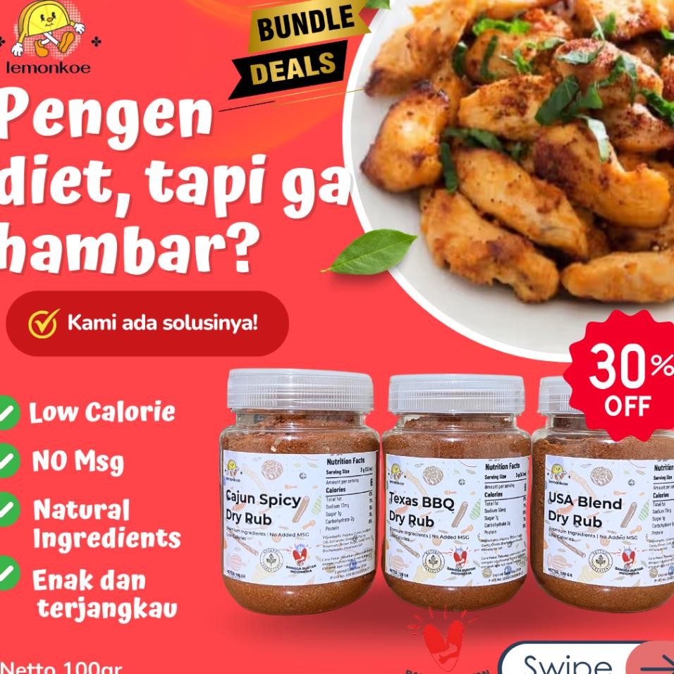 

Lemonkoe Bundle Bumbu Marinasi Kering Rendah Kal Healthy Dry Rub Free Ongkir Cod Halal Terjangkau
