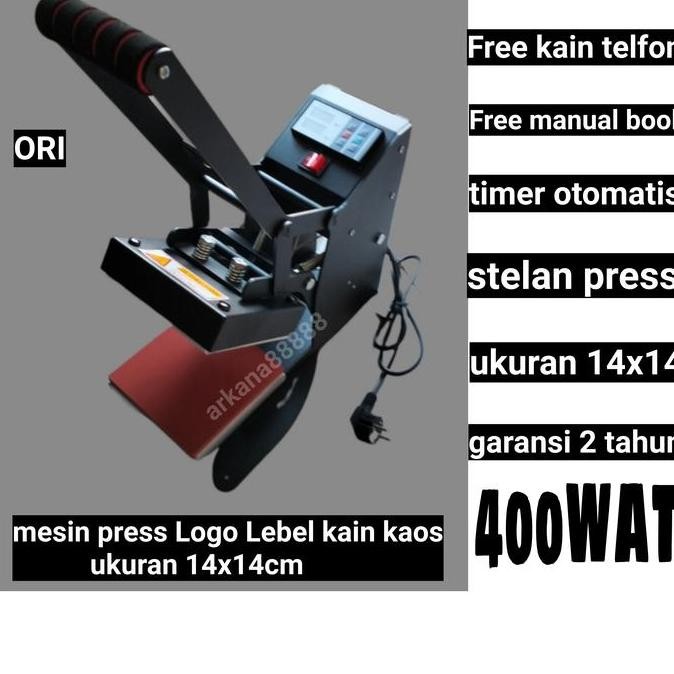 

mesin press kaos label logo ukuran 14 cm x 14cm 400WAT