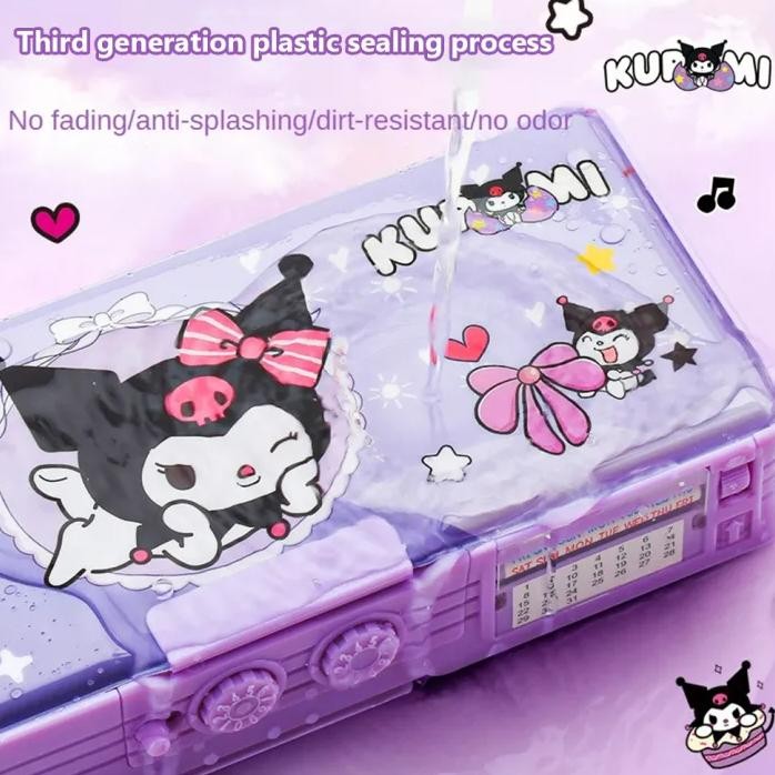 

Azq-16 [Hadiah Gratis] 9 In 1 Kotak Pensil Kunci Kode Kuromi / Bahan Tahan Air Sanrio Tempat Pensil Password / Multifungsi Lapis Ganda Azq-16