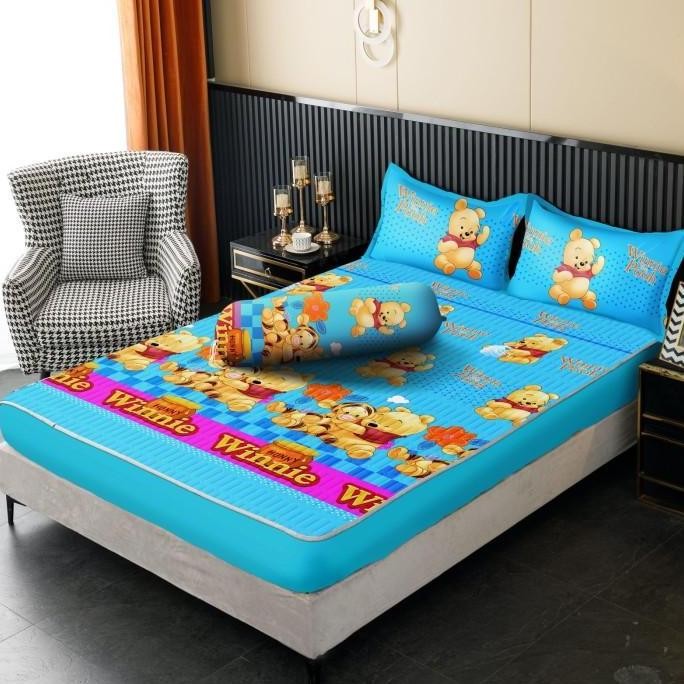 sprei wateroof 160x200 plus sarung bantal dan guling merk texania