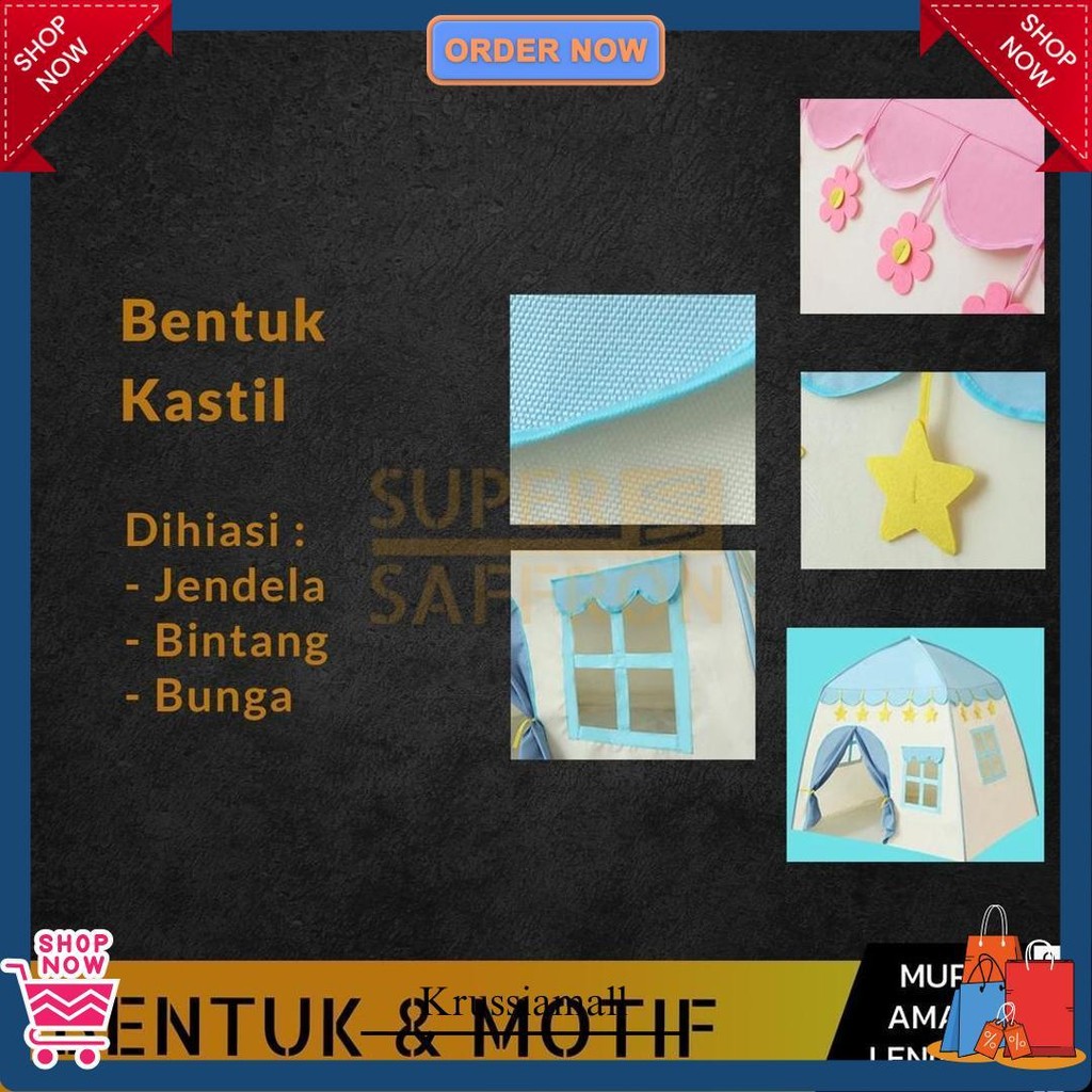 Tenda Anak-Anak Jumbo 3-4 Orang Laki-Laki Perempuan Mainan Rumah Tent Playhouse Castle Cod