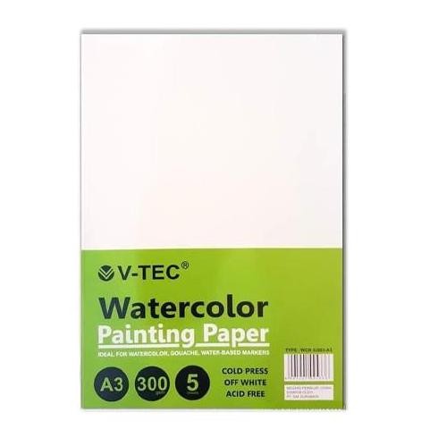 

Sale V-Tec Vtec Watercolor Painting Paper A3 300Gsm Kertas Gambar Cat Air