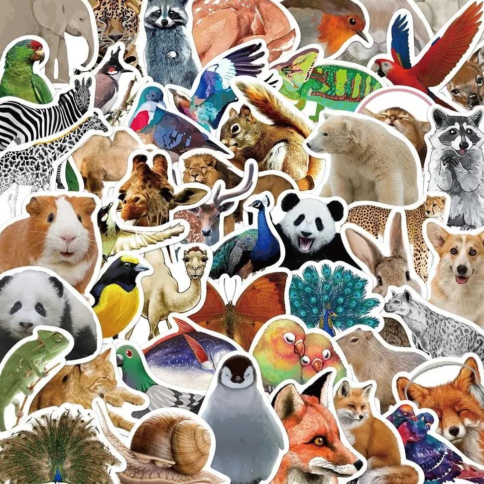 

50Pcs Cute Fun Animal Worlds Panda/Bird/Giraffe/Dog/Lion Creative Graffiti Stickers Phone Guitar Skateboard Scrapbook Decoration
