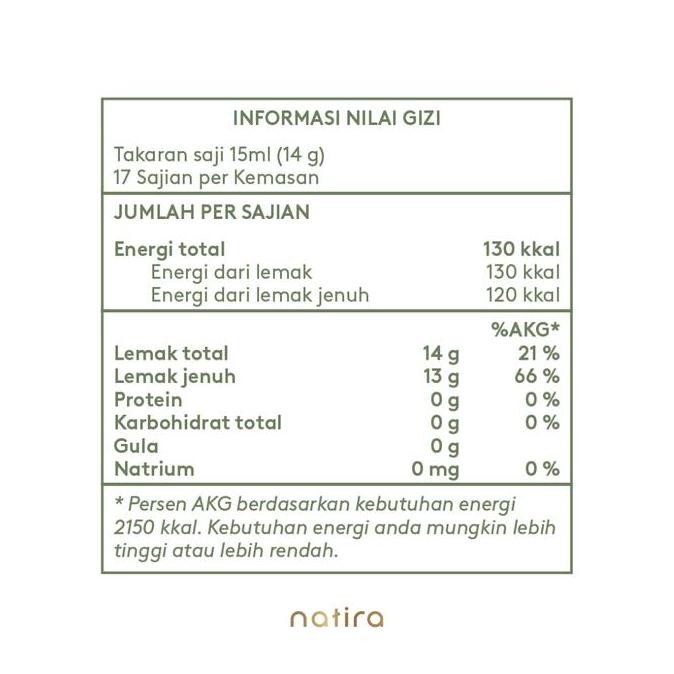 

JH8 Natira - Organic Virgin Coconut Oil (VCO) Natira 100ml VCO Minyak Kelapa Alami