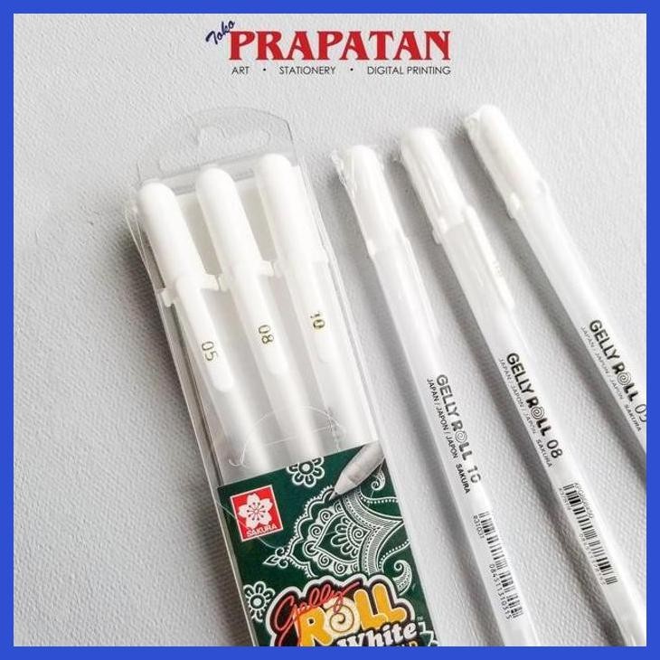 

( SEKOLAH / LUKIS ) COD SAKURA GELLY ROLL SET 3PCS WHITE/METALIC (SENI / MENGGAMBAR / ART / KERAJINAN ) SIAP KIRIM