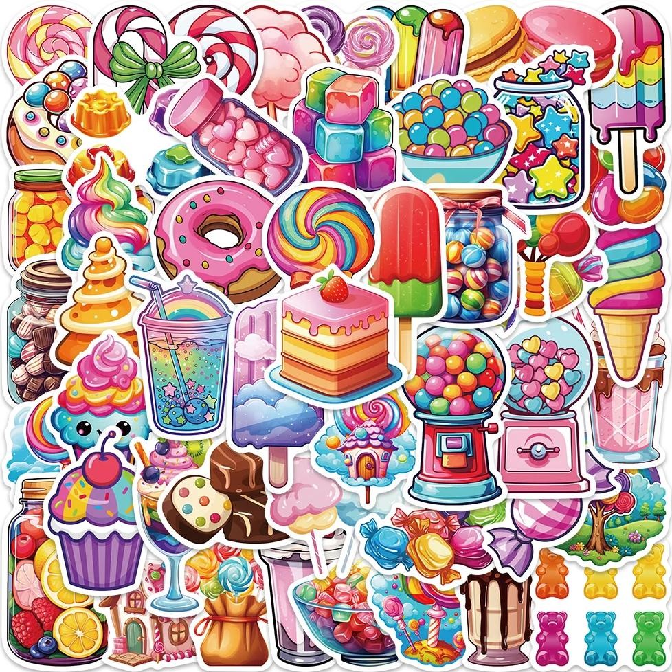 

50Pcs Cute Cartoon Candy Lollipop Dessert Stickers Kids Toy Luggage Laptop Guitar Skateboard Waterproof Vinyl Bicycle Decals