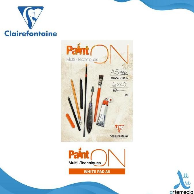 

Sale Kertas Gambar Clairefontaine Paint On A5 White Multi Technique Pad