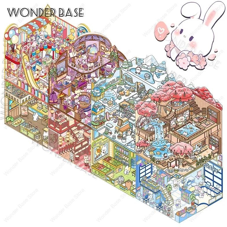 

Diy Cute Rabbit Animal 3D Landscaping Stickers Miniature Scene Cabin Scene Stacking Pasting Hand Account Gift For Kid Child