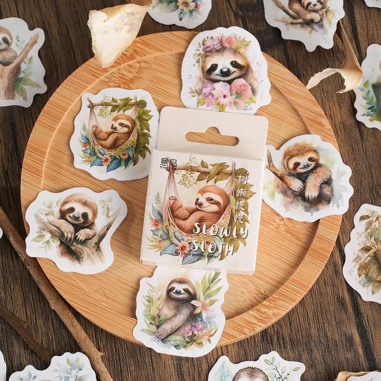 

46PcsPvcCuteCartoonAnimalSlothCollageRichPatternsStudent Diy Stationery,Cups,Mobile Phones Decoration Stickers