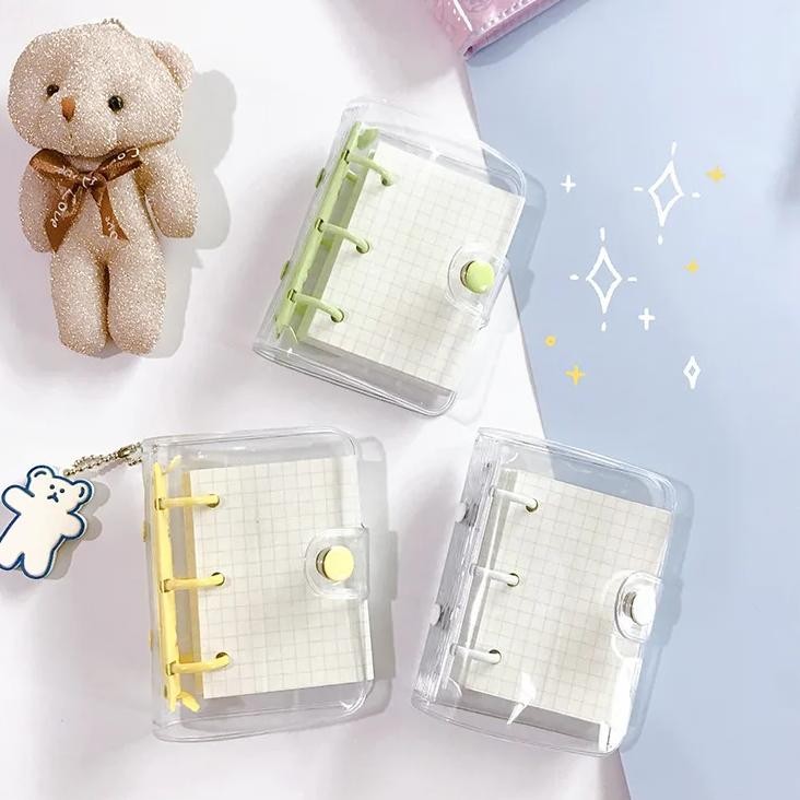 

Creative Cute Transparent 3 Ring Mini Loose-Leaf Hand Book Student Portable Notebook Ring Binder Kawaii School Supplies